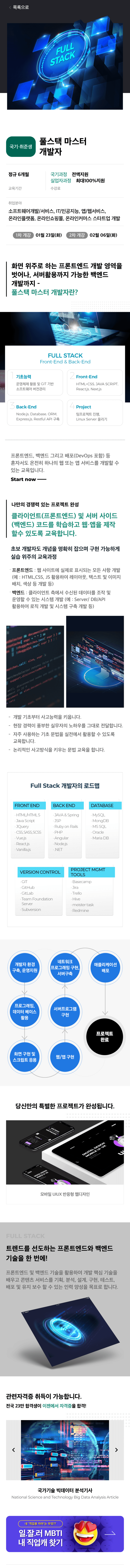 (디지털컨버전스) 자바(Java) / 스프링(Spring)프레임워크 풀스택 개발자 양성 과정 상세 정보